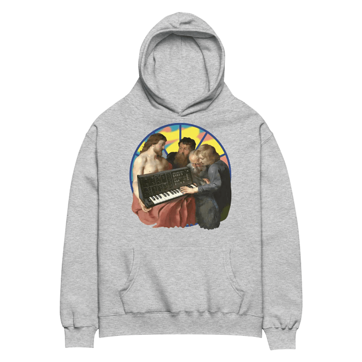 Korg's Apparition to the Disciples by Frank Fonik (Korg MS-20), Techno EDM Unisex Premium Oversized Hoodie product image (1)