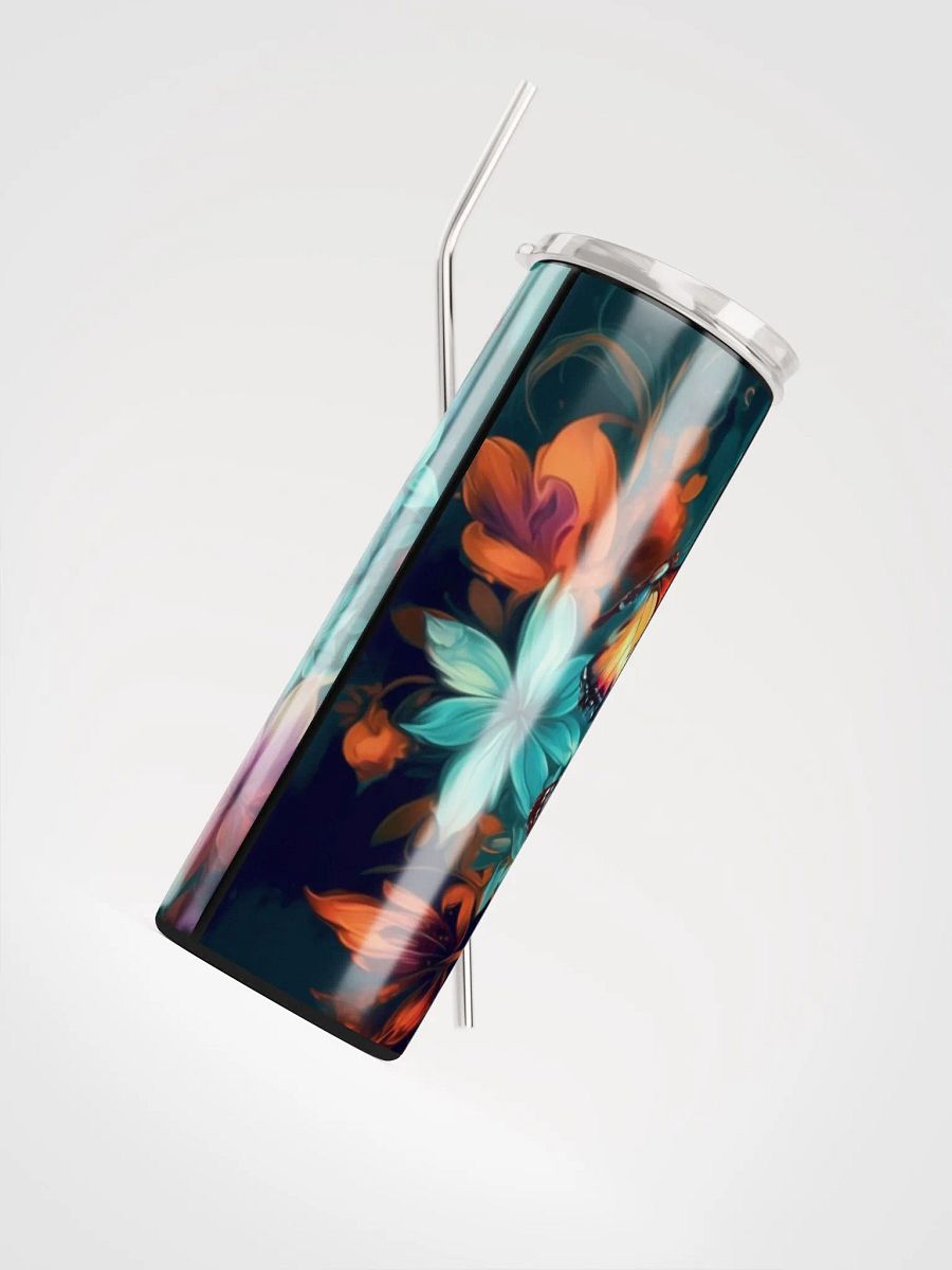 Vibrant Butterfly Stainless Steel Tumbler - Blue & Orange Delight! 🦋🧡💙 product image (4)