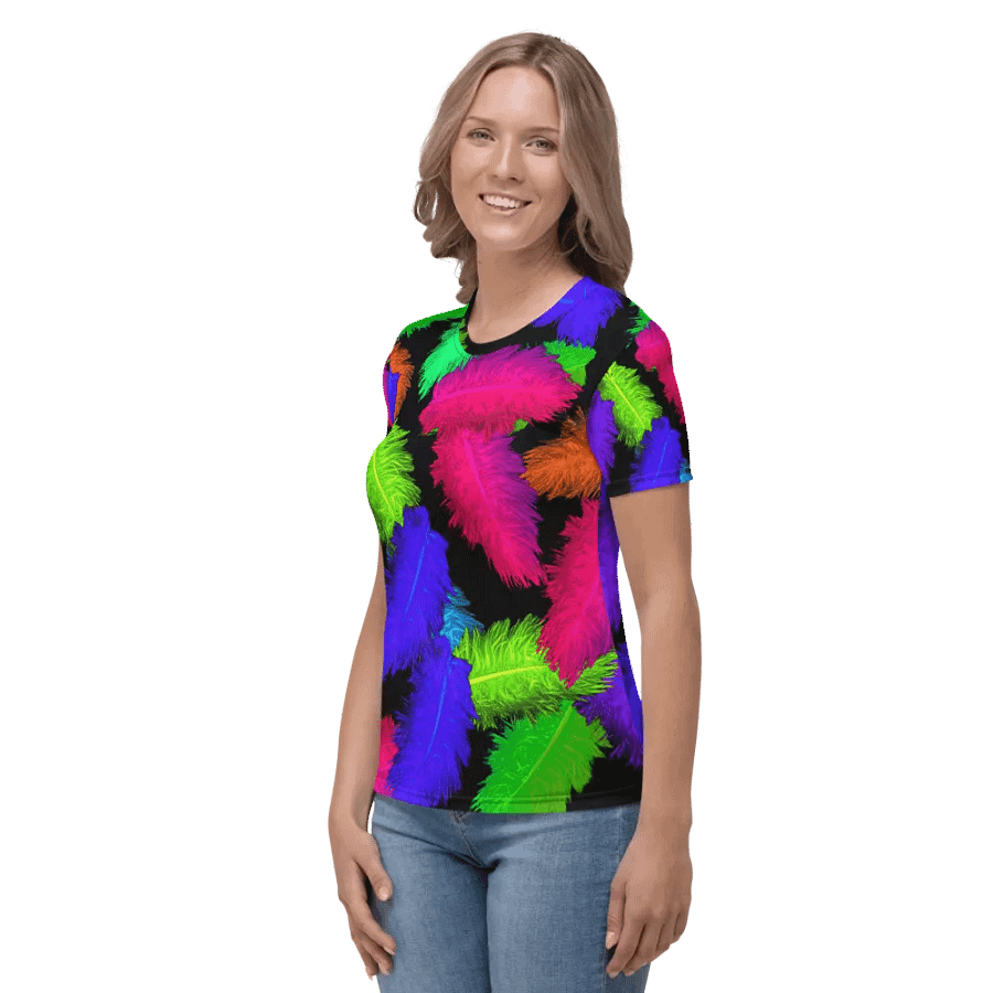 Abstract Feathers Pattern Ladies T Shirt product image (7)