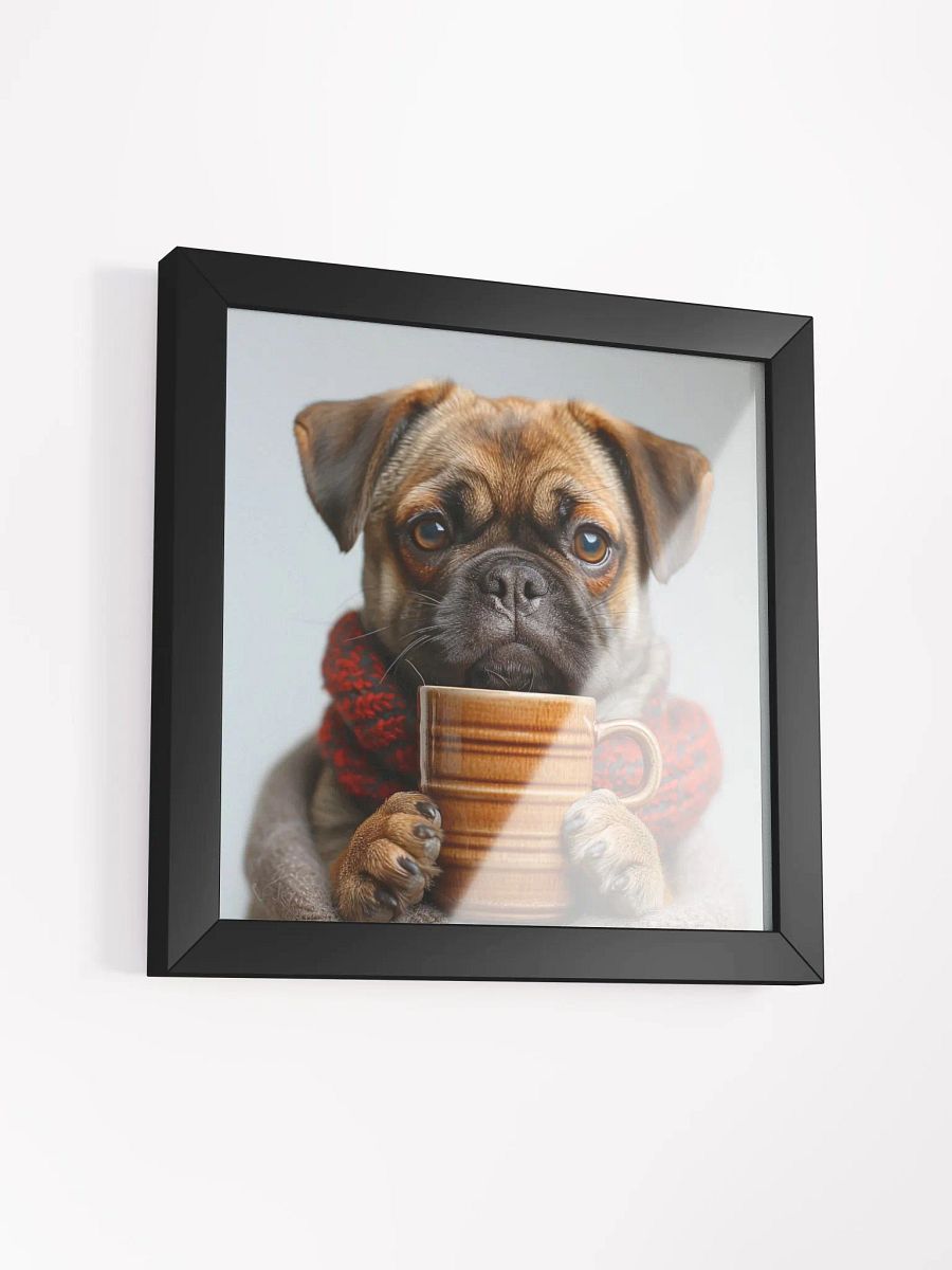 Cute Coffee Lover Puggle Dog Framed Wall Art product image (4)
