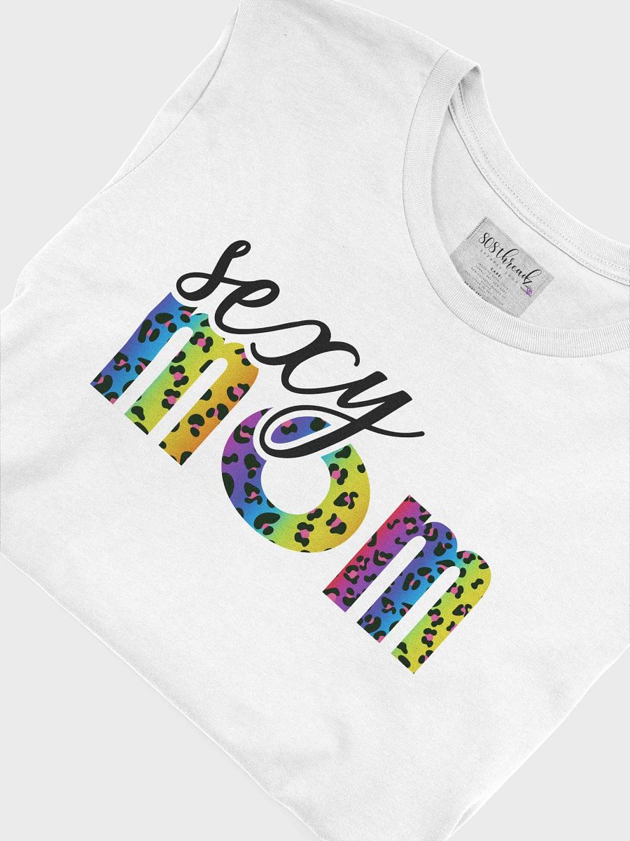 Sexy Mom T-Shirt; Black with Bright Rainbow Leopard Pattern product image (1)