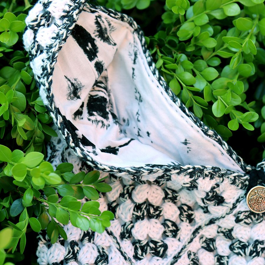Black and White Oversized Crochet Tote - Handmade and One of a Kind product image (5)