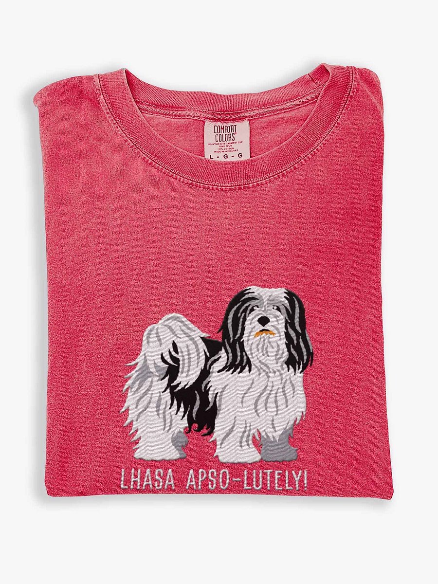 Lhasa Apso-lutely T-Shirt(Embroidered) of a Lhasa Apso(Black & White) product image (1)