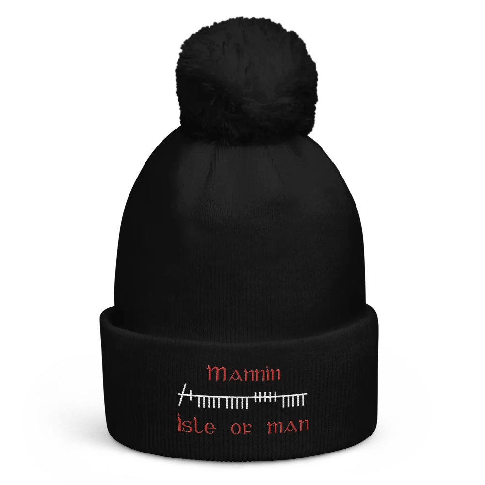 Isle of Man/Mannin Orthodox style Ogham embroidered Pom-Pom Beanie product image (1)