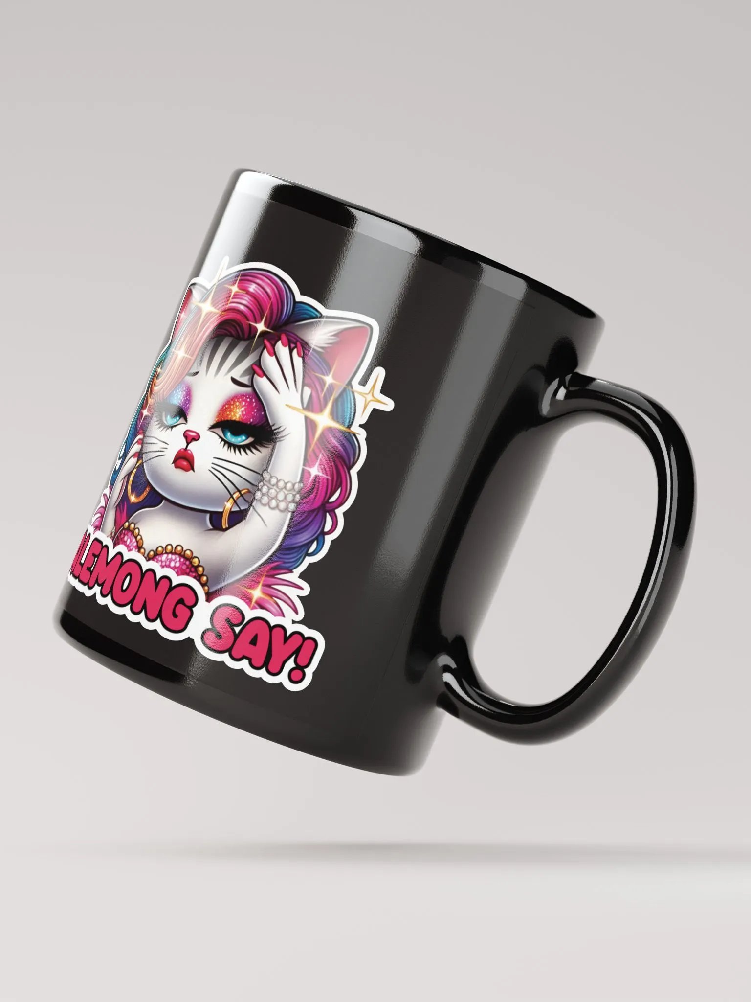 Alemong Say! Black Glossy Mug product image (2)