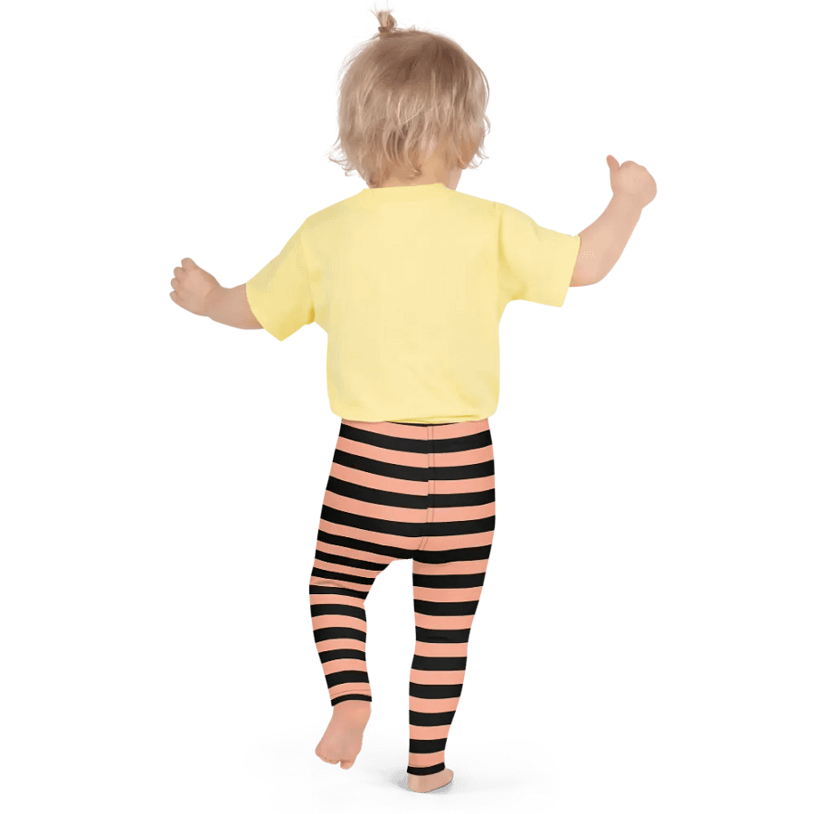 Striped Black and Rosebeige Kids Leggings product image (3)