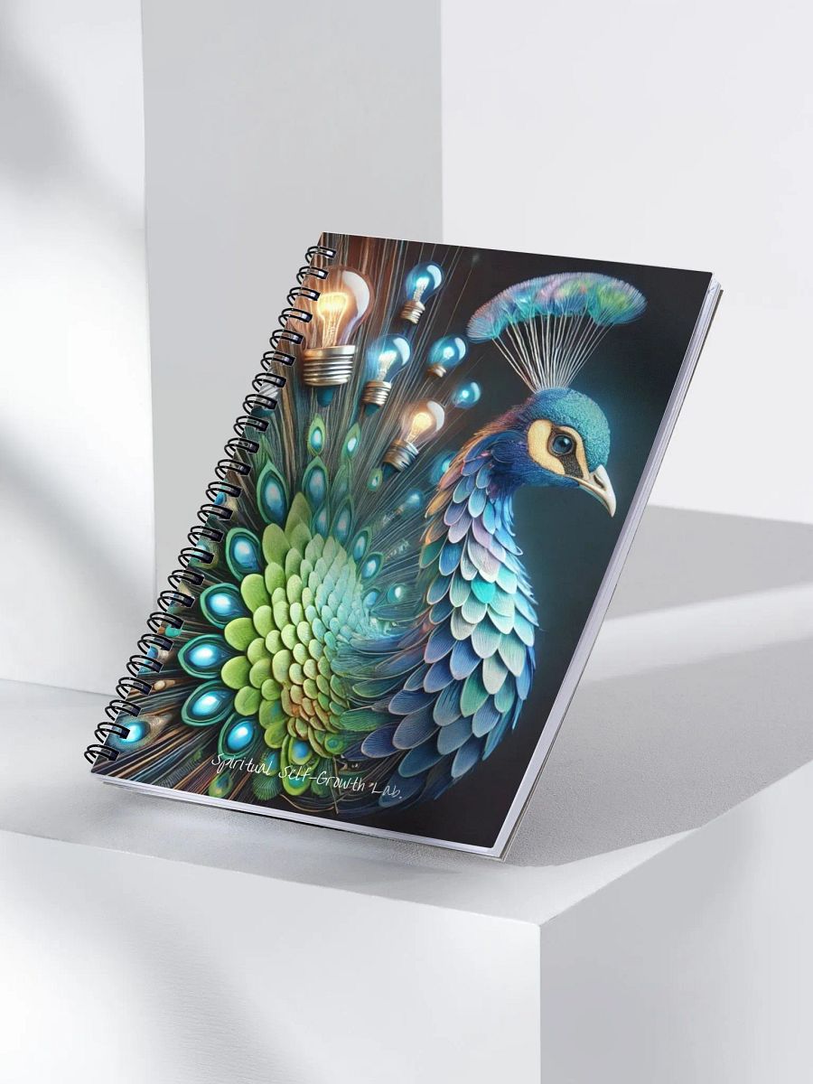 "Bloom of Ideas" – Illuminated Peacock Feather Journal for Spiritual Growth and Inspired Reflection Side product image (4)