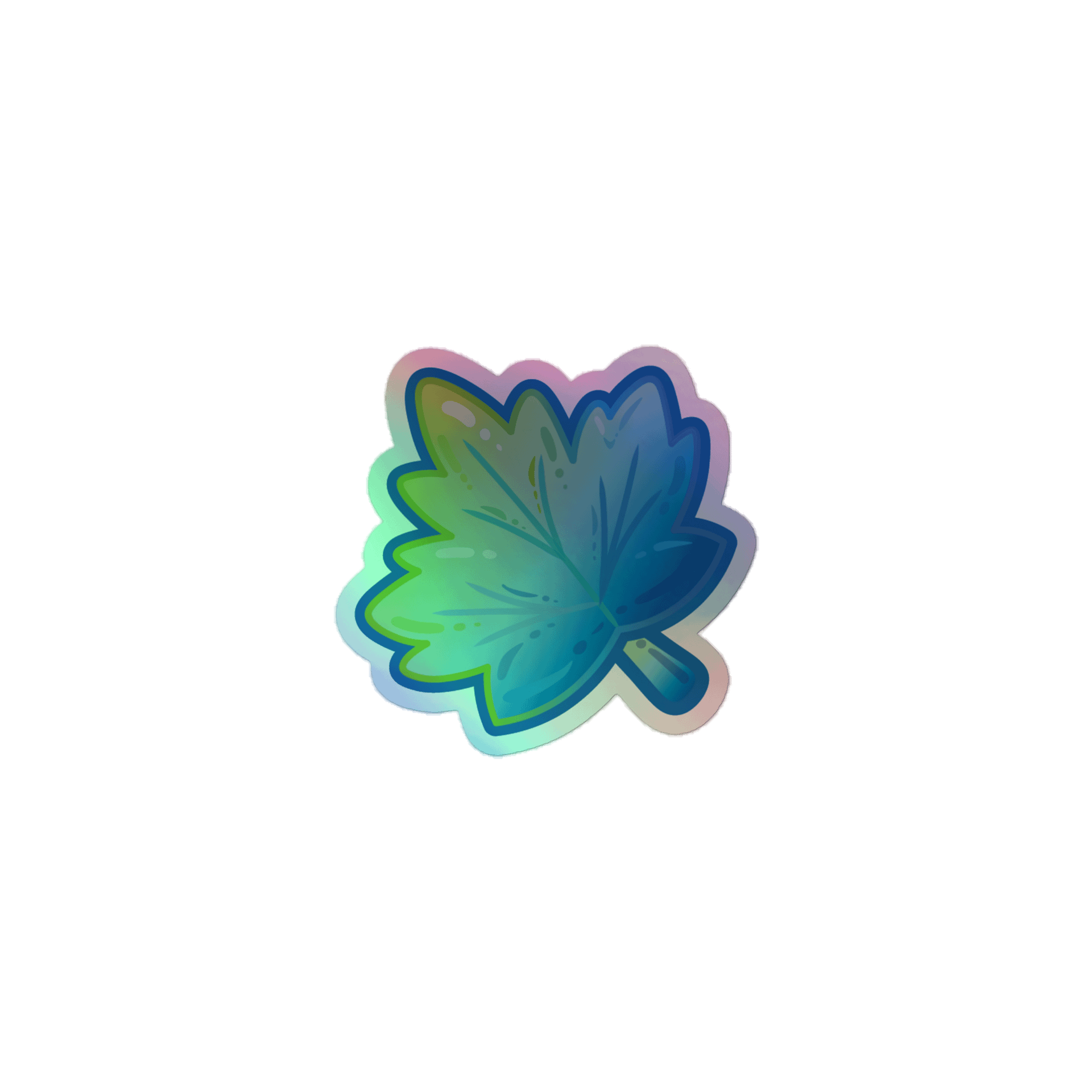 Pastel Blue Leaf Holo Sticker product image (1)