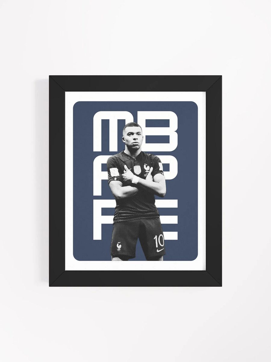 Kylian Mbappé BW France Name Art Framed Print product image (3)