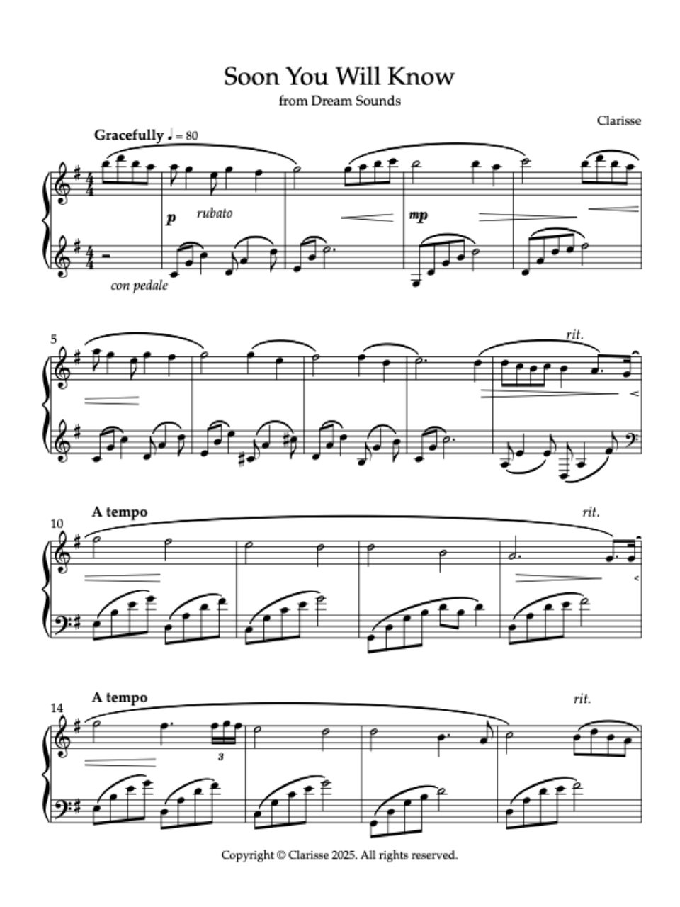 Soon You Will Know - Sheet Music product image (1)