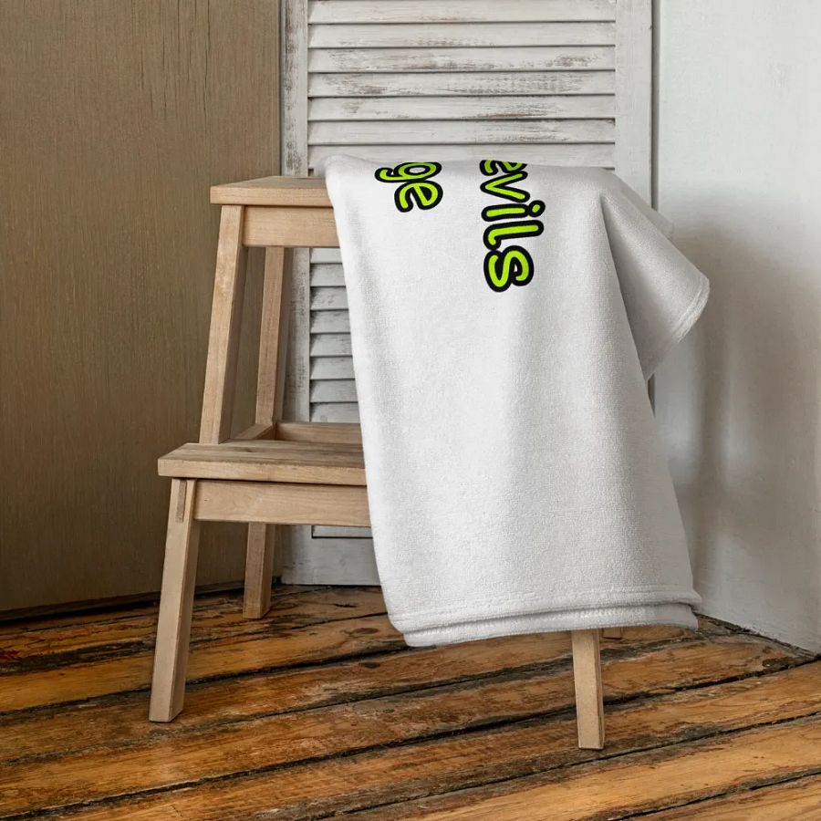 the devils judge towel green text product image (4)