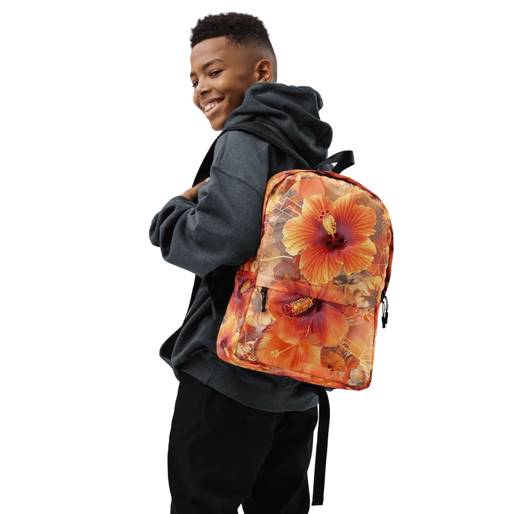 Golden Hibiscus Dreams All-Over Print Backpack product image (7)
