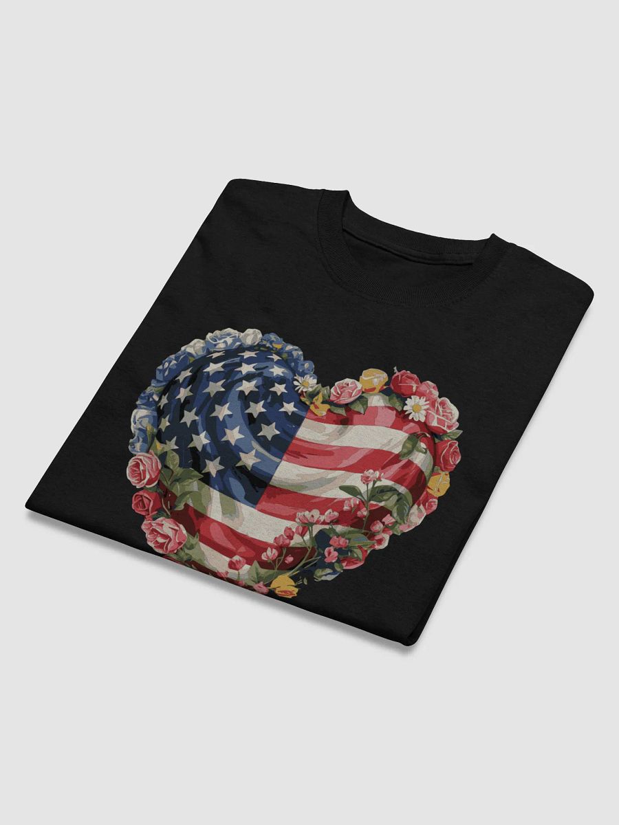 American Flag Heart T-Shirt with Flowers – 4th of July Patriotic Floral Tee product image (4)