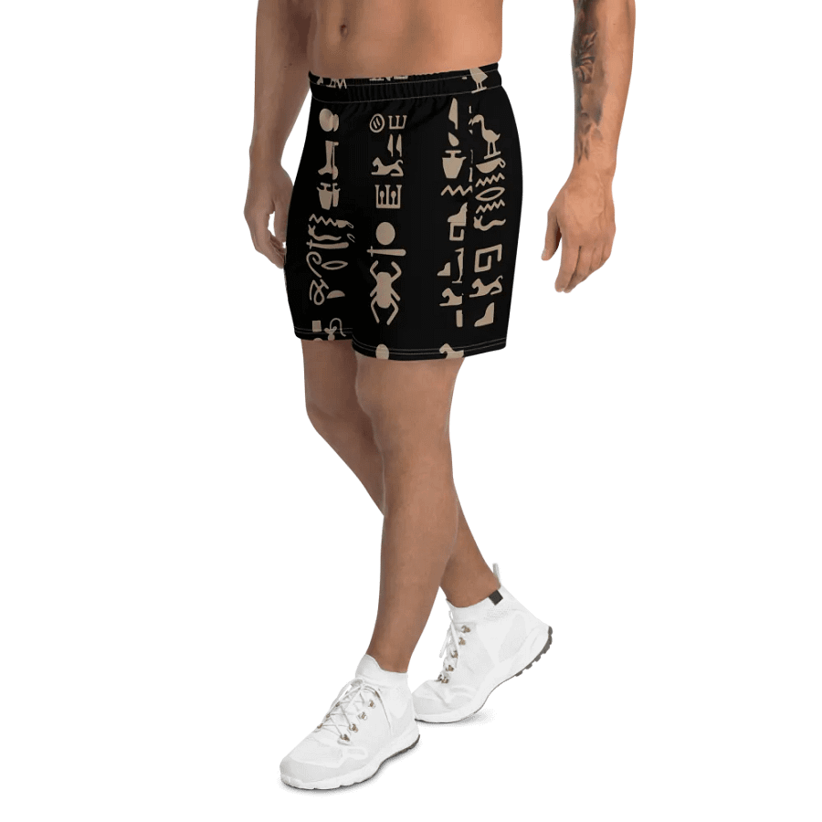Isis Black Hieroglyphs All-Over Print Athletic Long Shorts product image (3)