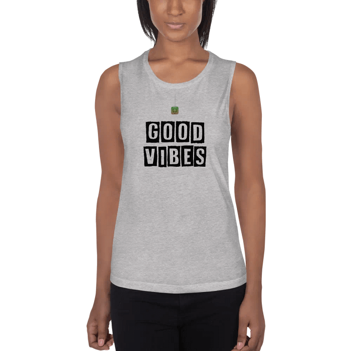 Good Vibes Ladies Vest Top Black Lettering product image (1)