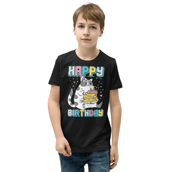 Happy Birthday (Cat With Cake) T-Shirt For Kids product image (1)