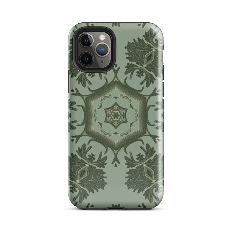 Tough Phone Case for iPhone® - Green Abstract Botanical Hex Geometric Pattern product image (2)
