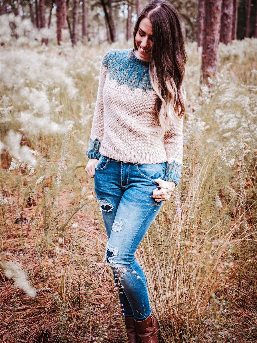 Pine Fair Isle Crochet Sweater Pattern product image (9)