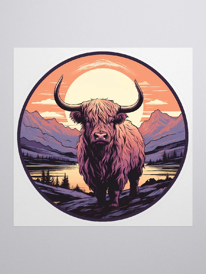 Highland Cow Sunset Sticker product image (1)