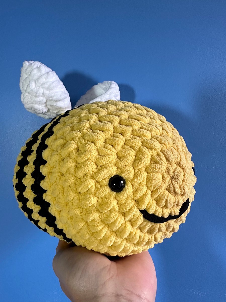 Crocheted Bumble Bee Plushies, Amigurumi, Yellow and Black, Bee Crochet, Bee Toy, Big Sized product image (4)