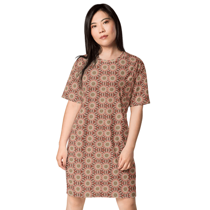 Abstract Suns Pattern Ladies T Shirt Dress product image (1)