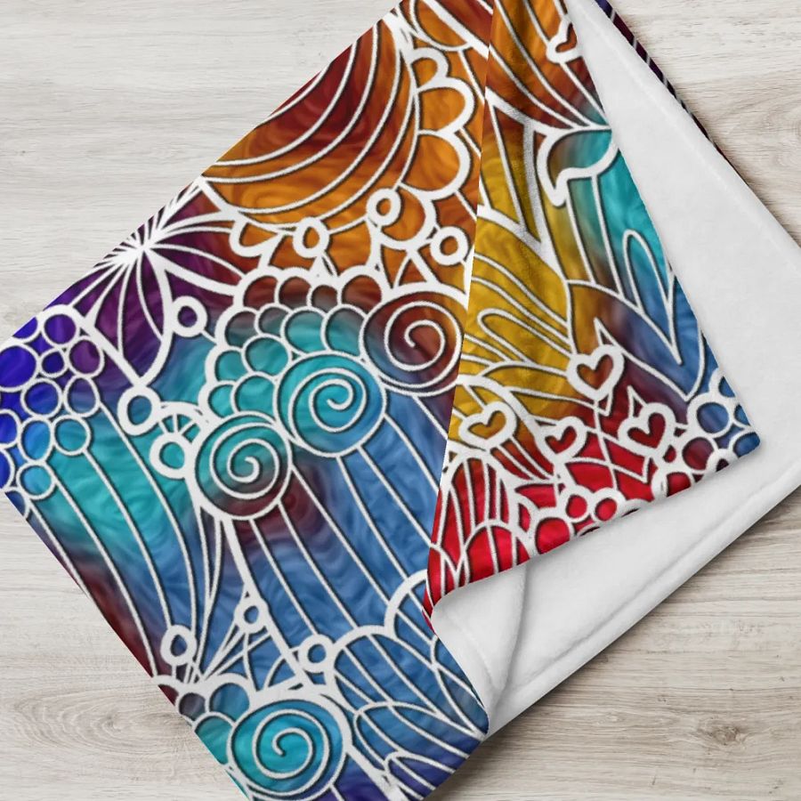 Colorful Retro Flowers Throw Blanket product image (17)