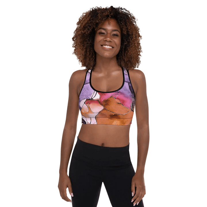 Beach Design - Mauves- Pink - Deep Yellow - All-Over Print Padded Sports Bra product image (1)