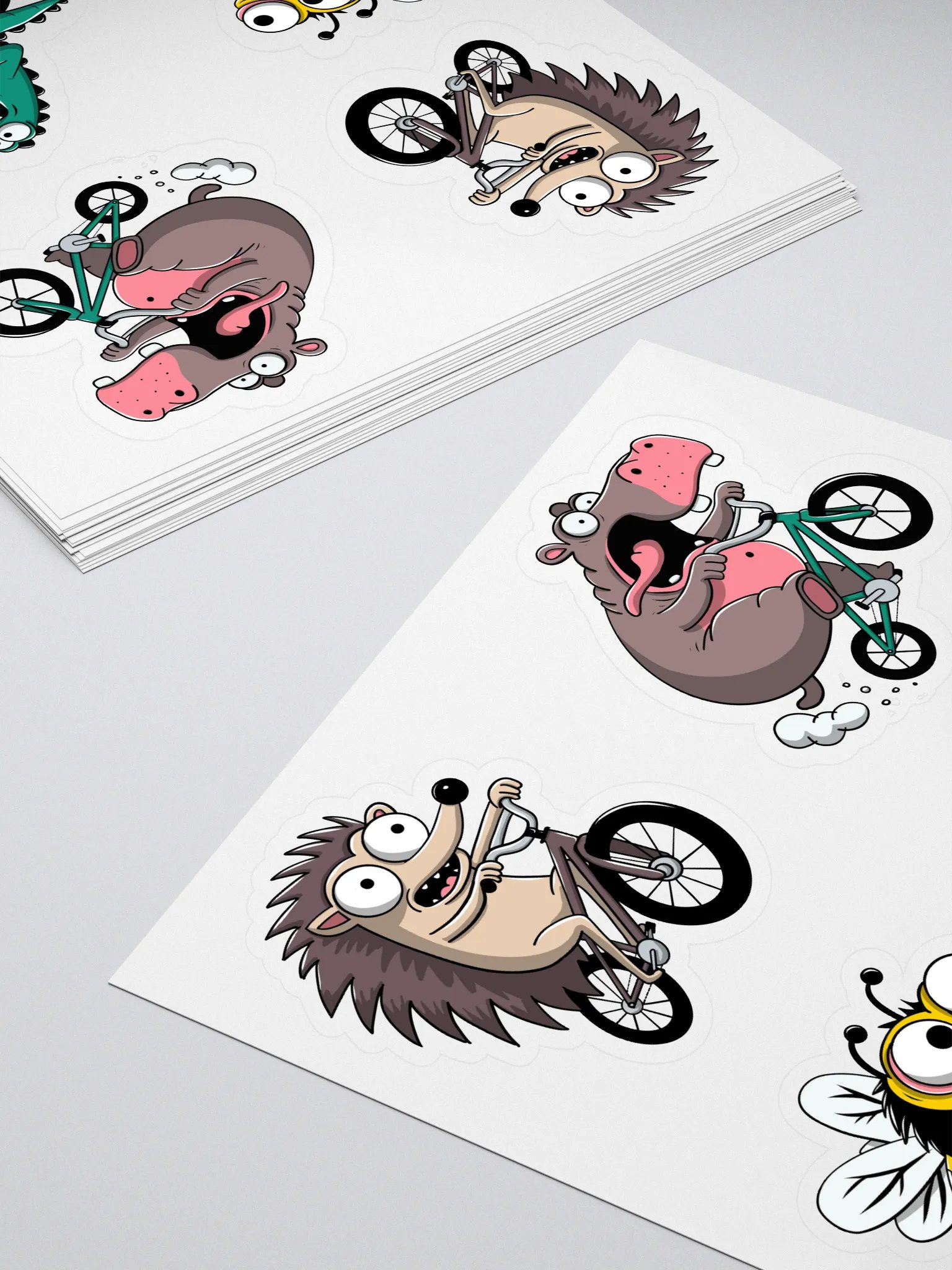 Funny Animal Bike Riders Sticker Sheet – Cute Cartoon Bee, Hippo, Hedgehog & Crocodile on Bicycles – Vinyl Stickers for Laptops, Journals, Water Bottles & More product image (4)