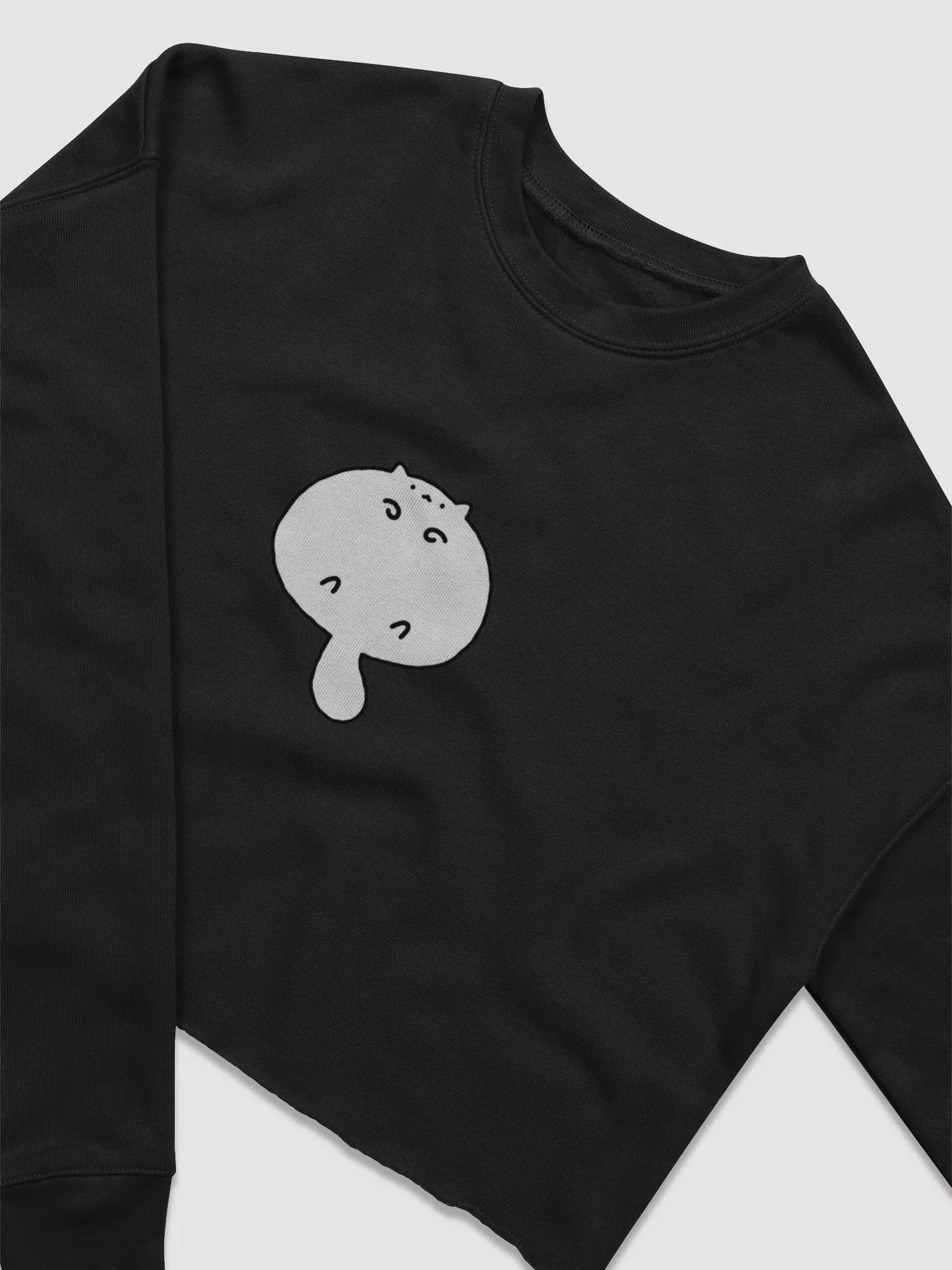 Minimalist Abstract Cute Cat Fleece Crop Sweatshirt product image (13)
