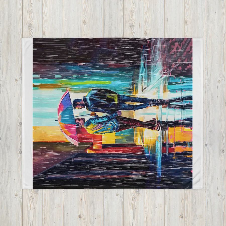 Gay Couple In The Rain – Colorful Two Hearts Throw Blanket product image (4)