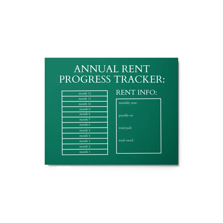 HIGHFALUTIN ANNUAL RENT TRACKER (white design 6) product image (1)