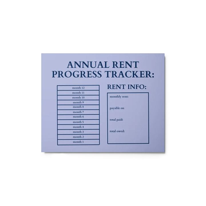 HIGHFALUTIN ANNUAL RENT TRACKER (navy design 2) product image (1)
