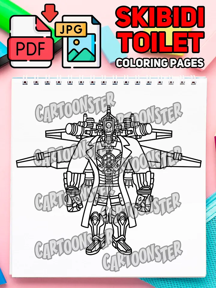 Upgraded Burn Titan Cameraman from Skibidi Toilet Garry's Mod | Coloring Page | Printable PDF & JPG product image (1)