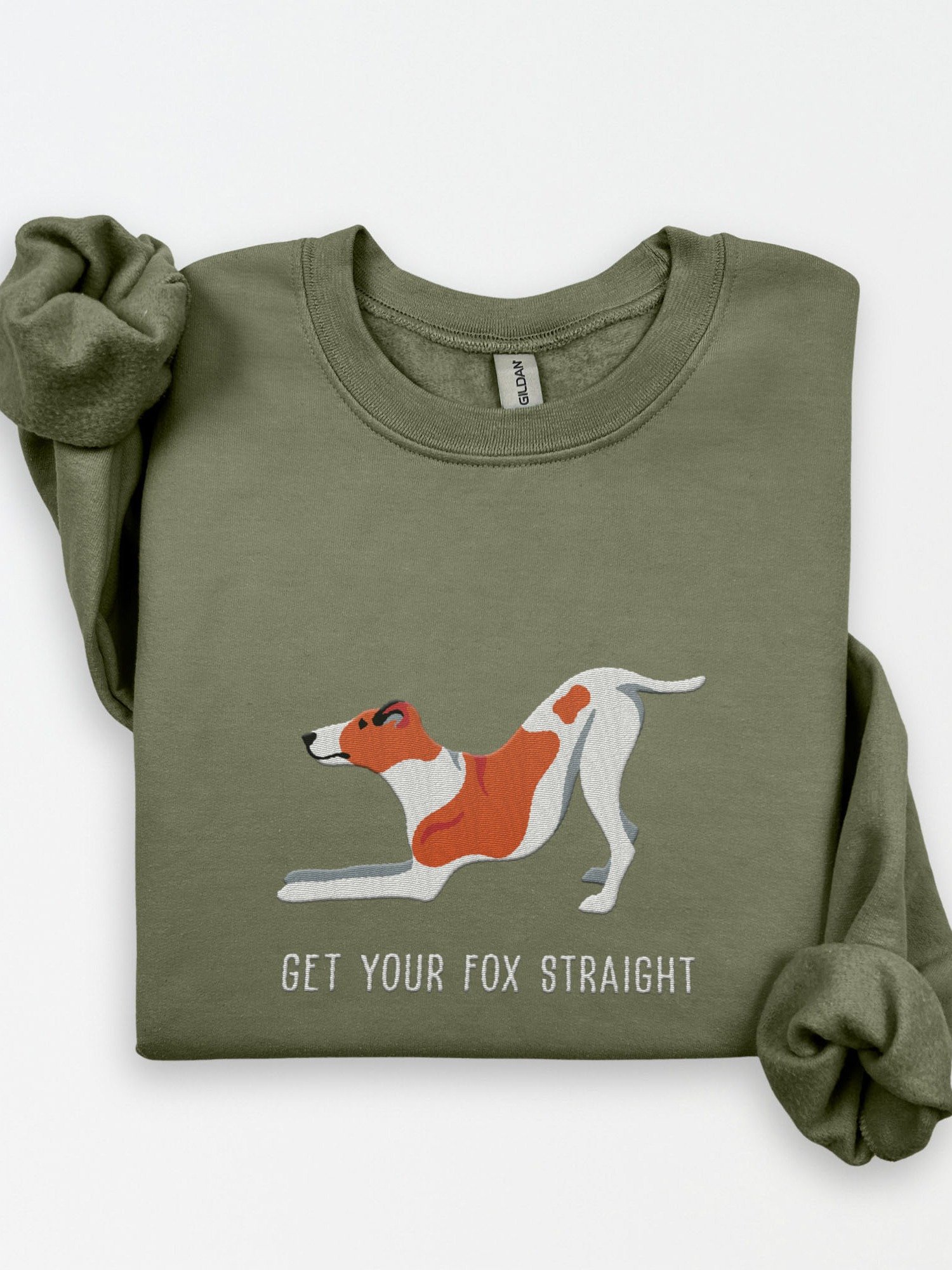 Get Your Fox Straight Sweatshirt (Embroidered) of a Smooth Fox Terrier(Red & White) product image (1)