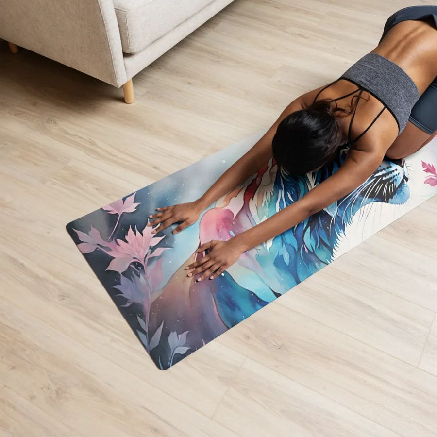 Watercolor Floral Tiger Fantasy Yoga Mat product image (12)