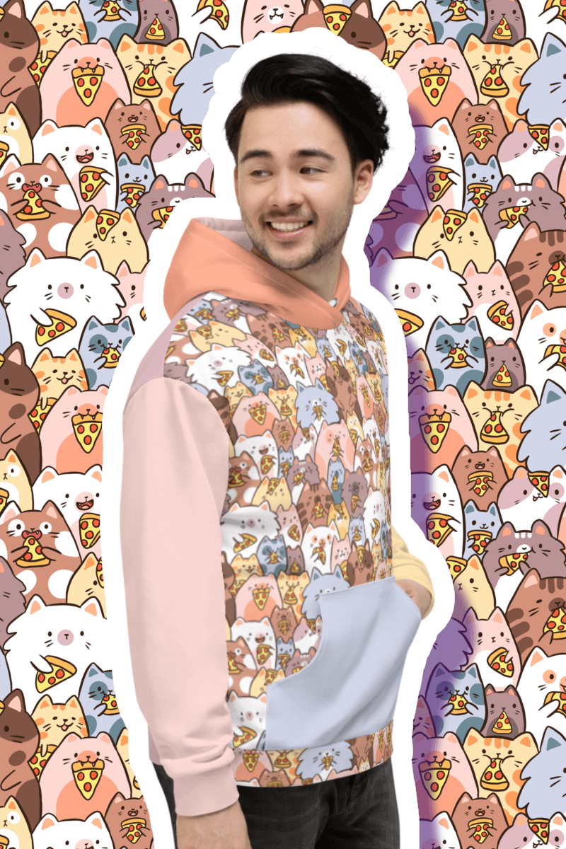 Whimsical Cat Pizza Party All-Over Hoodie product image (3)