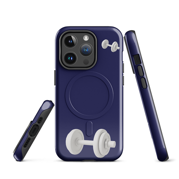 Dark Blue Double White Dumbbell iPhone® Case product image (3)