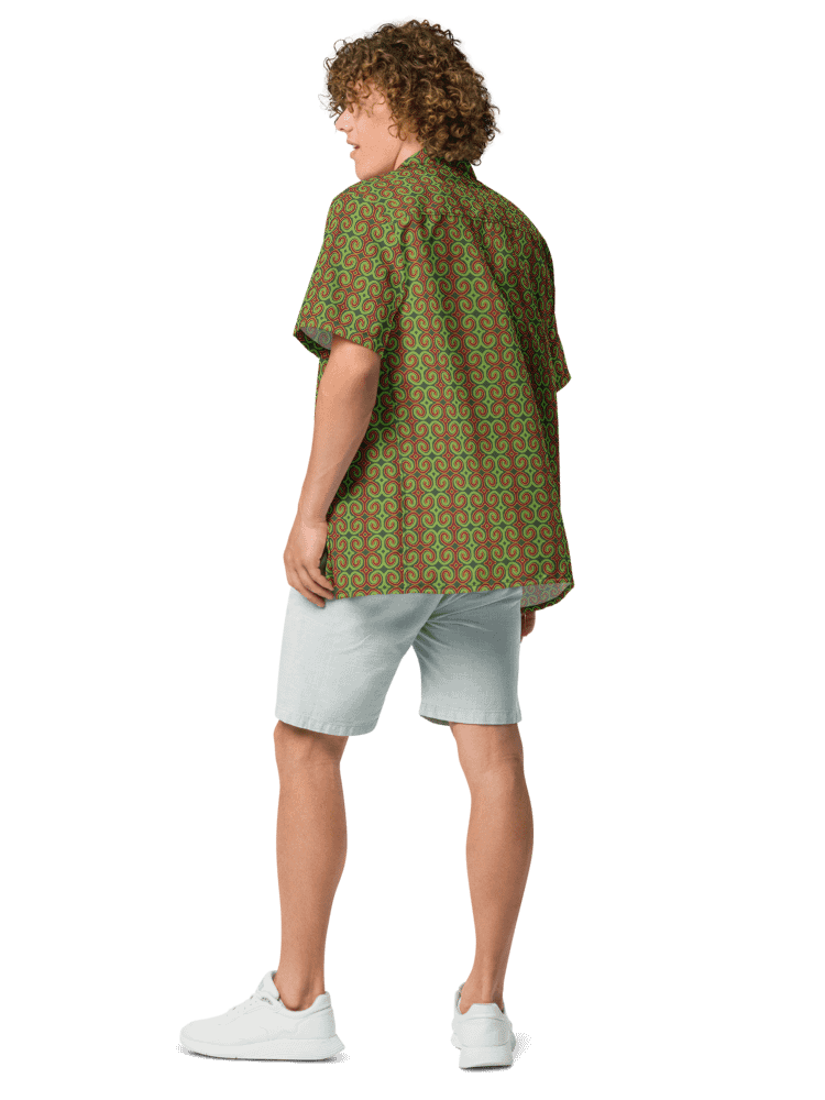 Red & Green Christmas Swirl Oversized Button-Down Shirt product image (10)