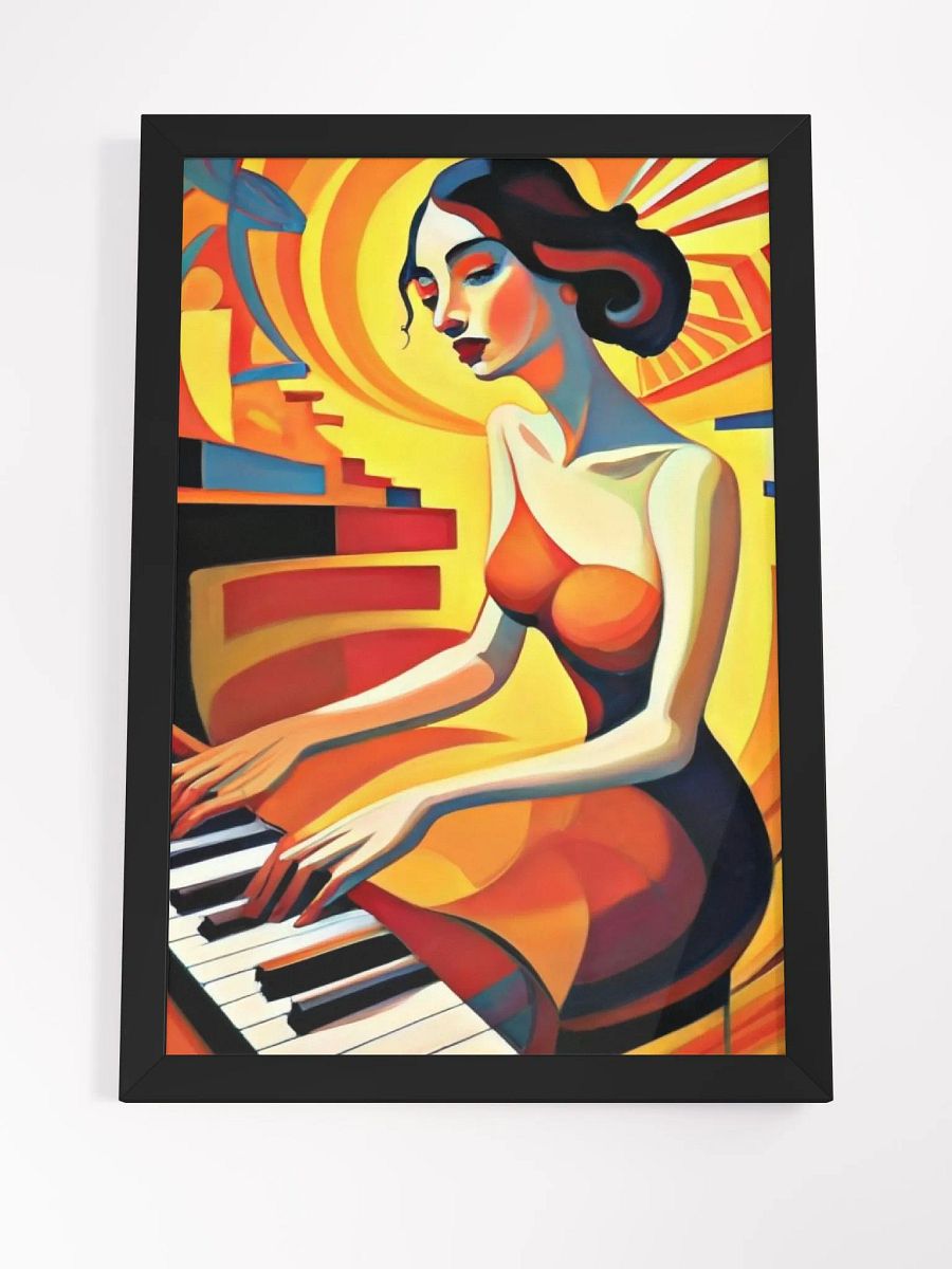 Harmony in Elegance: Captivating Framed Poster of a Classy Lady Playing the Piano product image (4)
