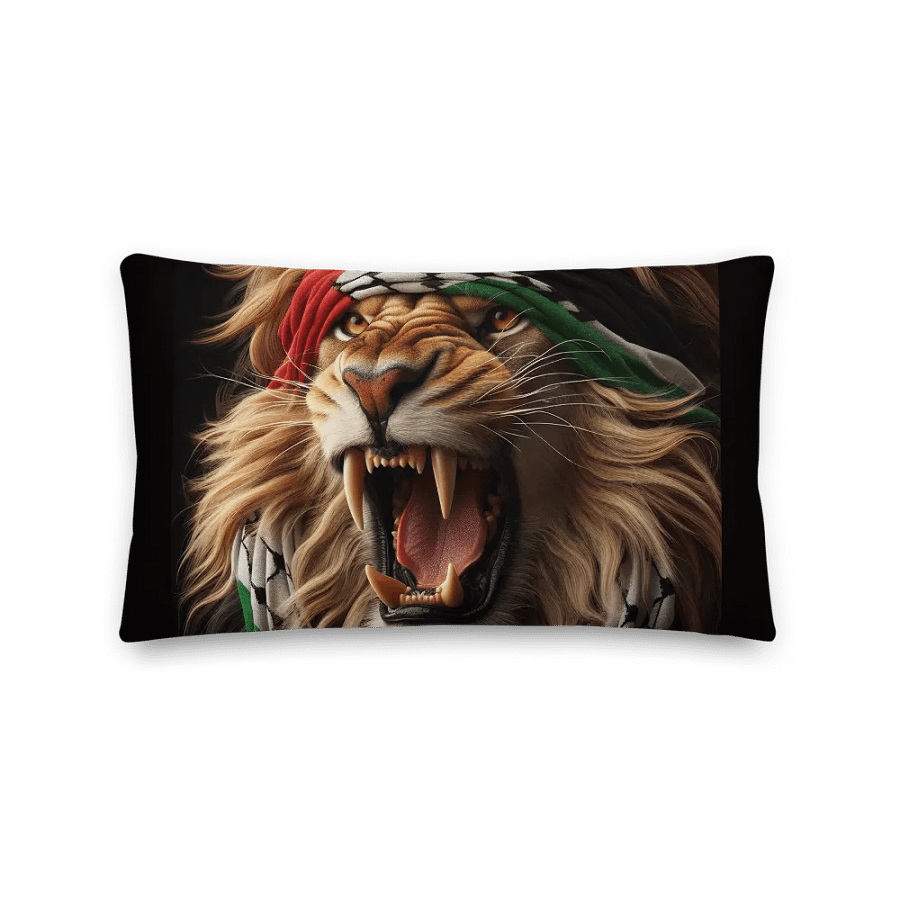 Roaring Lion All-Over Print Pillow | AI Design FREE PALESTINA product image (3)