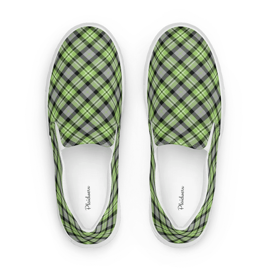 Light Green and Gray Plaid Women's Slip-On Shoes product image (1)