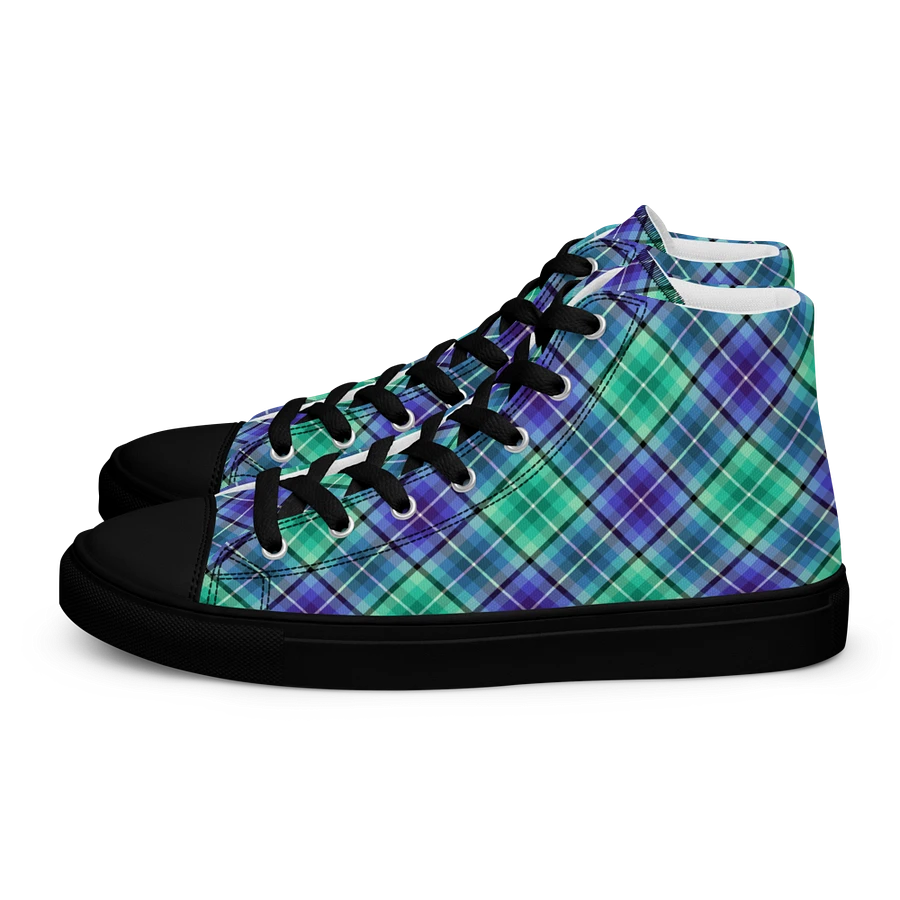 Bright Green and Purple Plaid Men's High Top Shoes product image (4)