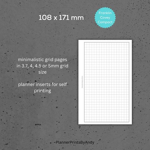 and here we have the newest insert in Franklin Covey Compact size 🥰
printable grid note pages, with the option of 3.7, 4, 4.5...