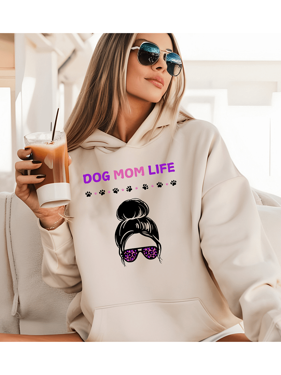 Dog Mom Life - Cool Lady in Cheetah Sunglasses Gildan Classic Hoodie product image (7)