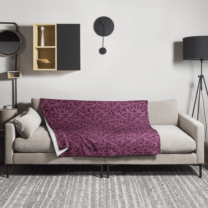 Midnight Foliage Magenta Throw Blanket product image (2)