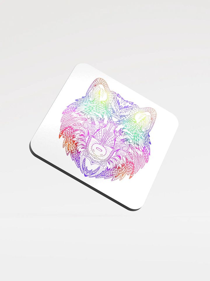 Psychedelic Wolf Glossed Cork Coaster product image (1)