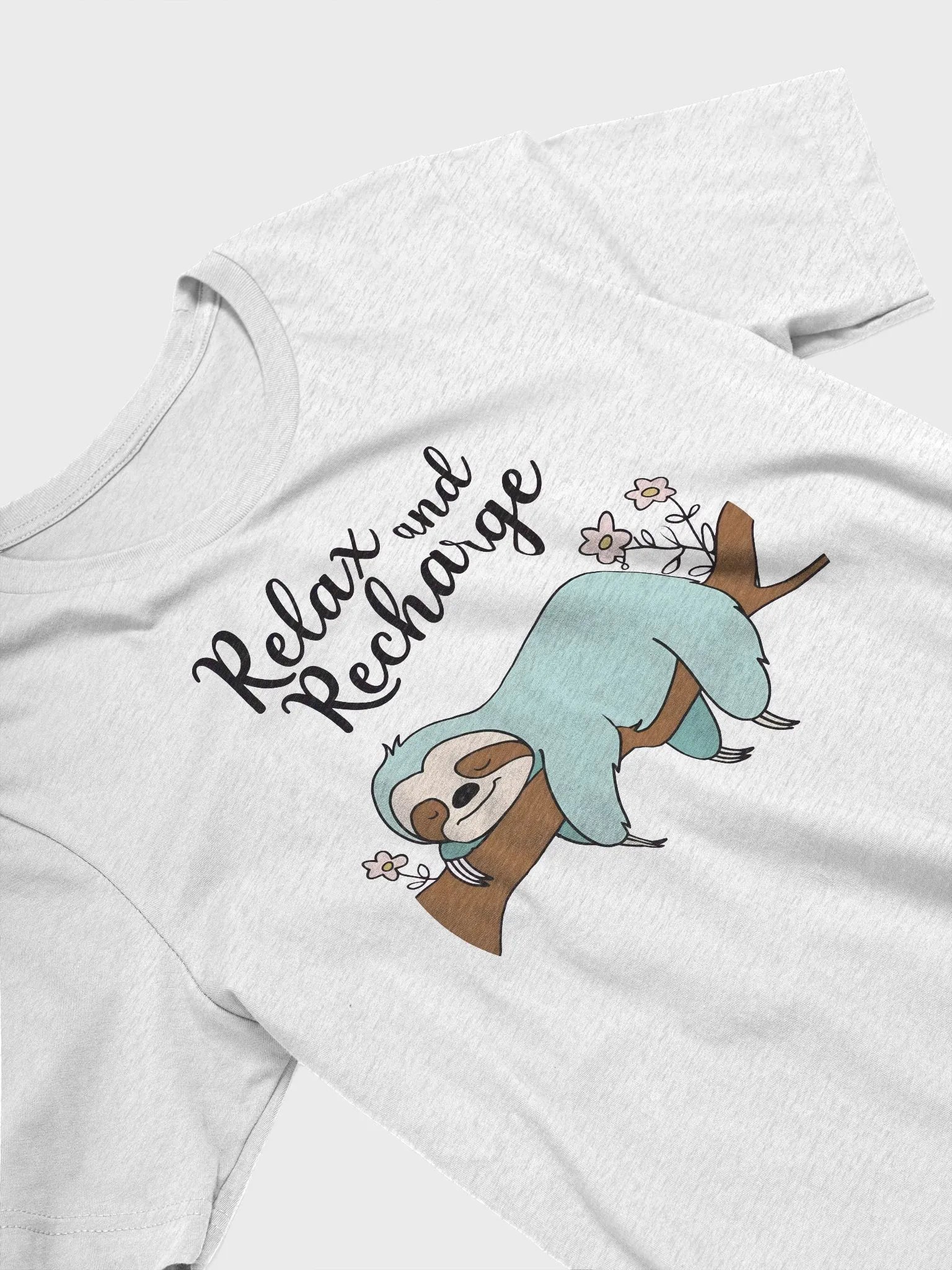 Sloth Relax and Recharge T-Shirt, Self Care Gift, Nature Lover tee, Lazy Sloth T-shirt product image (3)