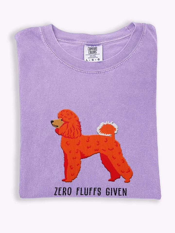 Zero Fluffs Given T-Shirt(Embroidered) of a Miniature Poodle(Red) product image (1)