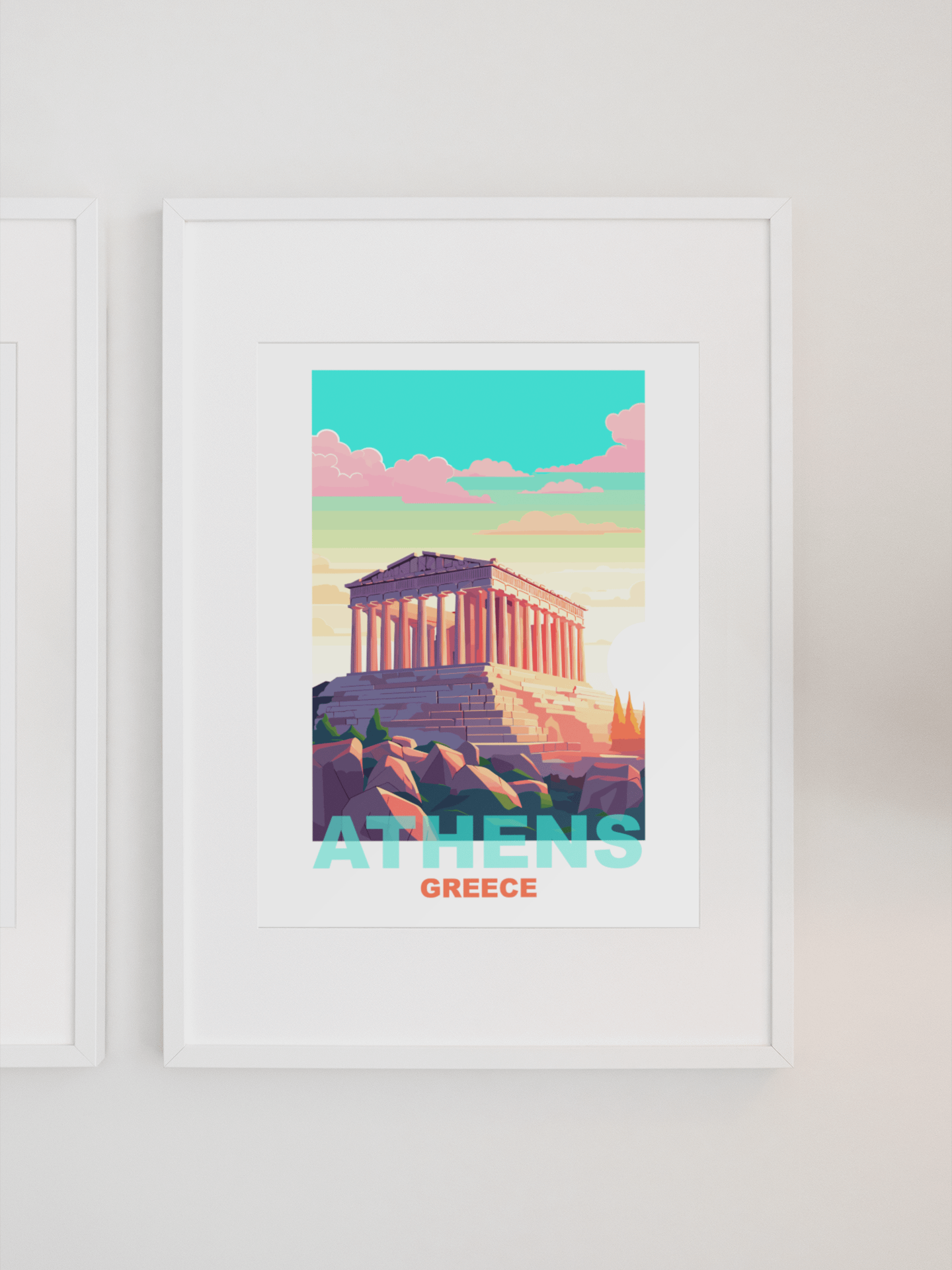Parthenon Temple on Acropolis Hill Art, Athens Greece Vibrant Sunset Poster, Historic Greek Landmark, Travel Inspired Wall Art Decor product image (1)
