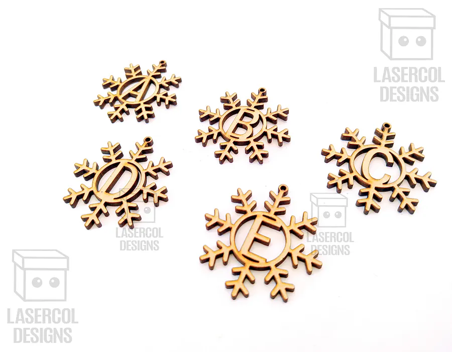Monogram Snowflake Christmas Ornament - Laser Cut Files product image (6)